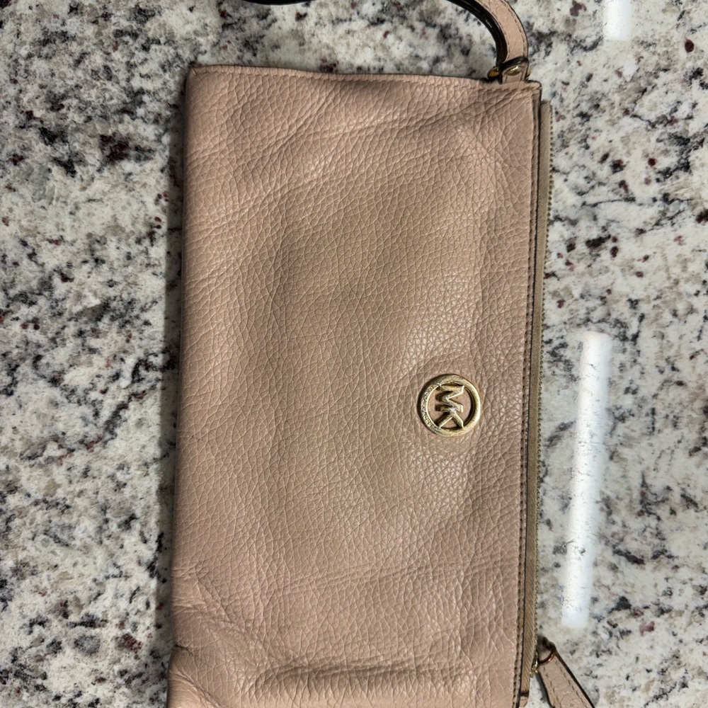 Michael Kors Beige Leather Wristlet
